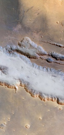 Fog at the bottom of the 4,000km long & 6.5 km deep canyon on Mars.